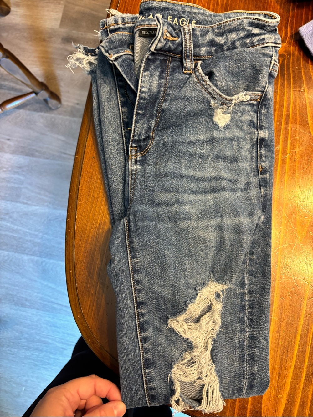 American Eagle Outfitters Slim Distressed Medium Blue Jeans